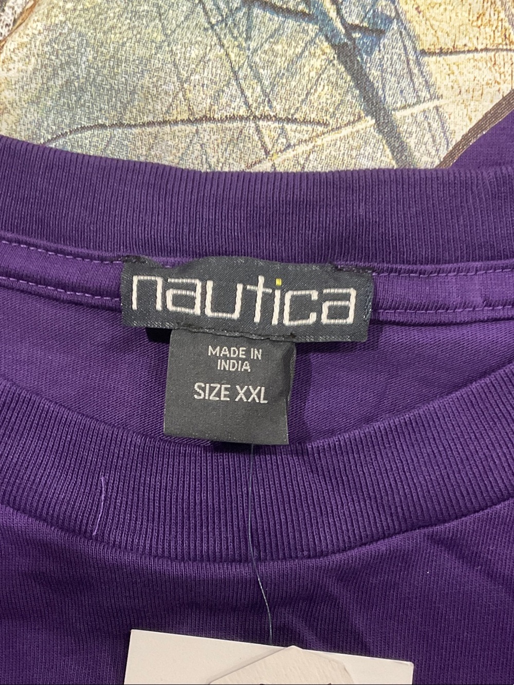 Nautica Purple Pocket Tee with White and Yellow Logo - Picture 3 of 3